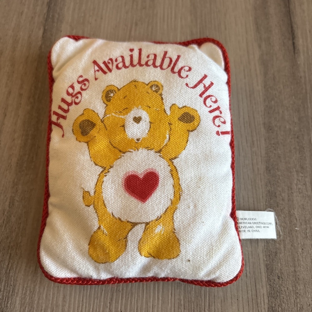Vintage 1986 Care Bears Brave Heart Lion Grumpy Bear Small Double Sided Pillow